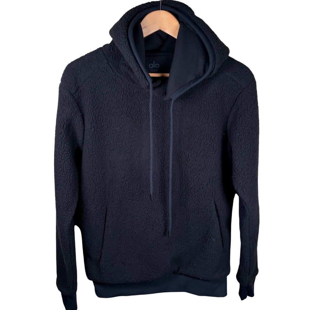Alo Yoga Triumph Restore Hoodie Women‎ XS Black Sherpa Athleisure Outdoors Gorp